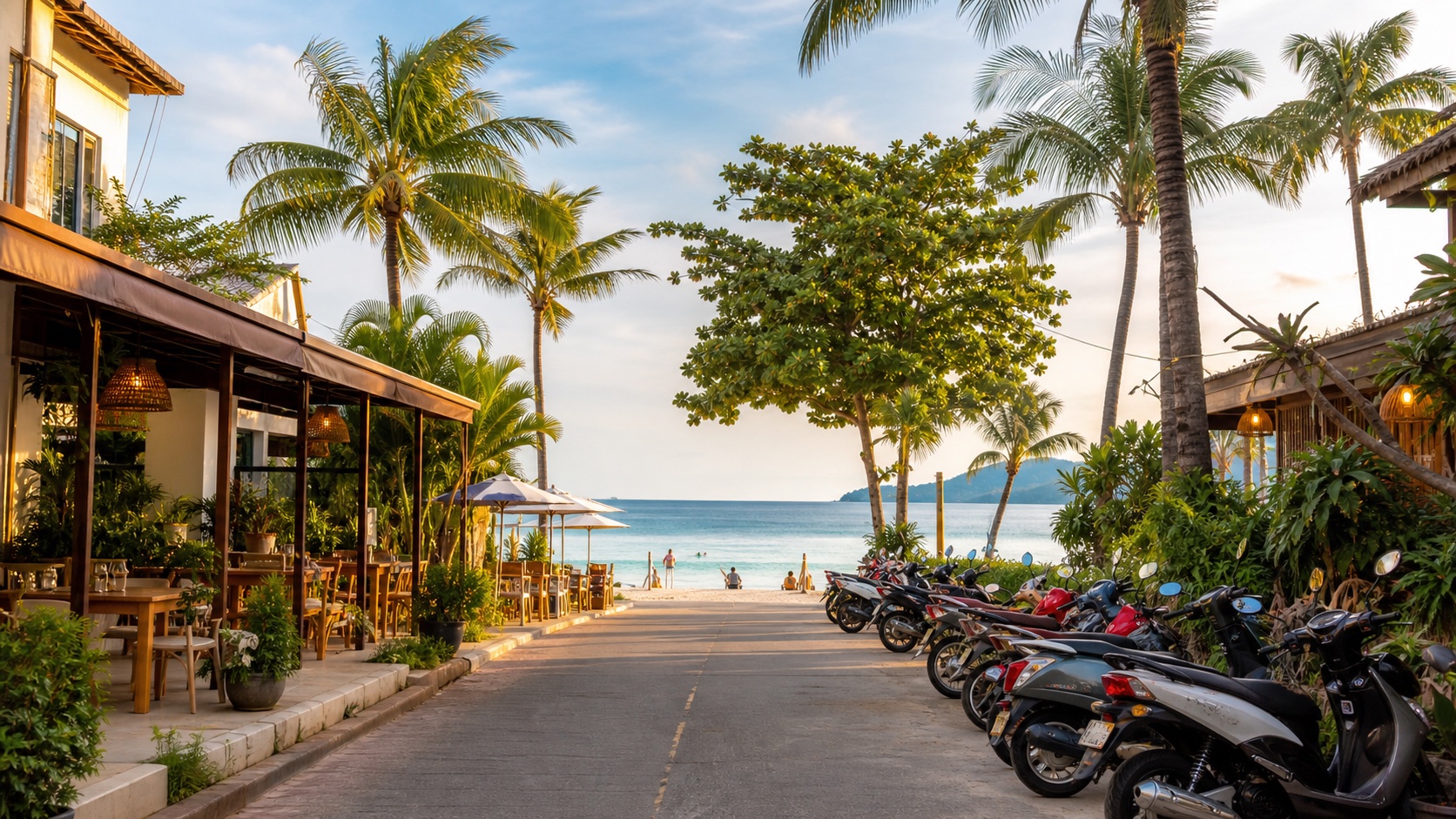 AI-assisted generic neighborhood illustration for a Koh Samui hotel guide