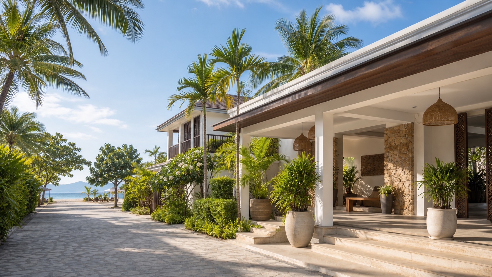 AI-assisted generic resort arrival illustration for a Koh Samui hotel guide